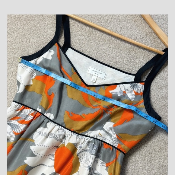 Anthropologie Moulinette Soeurs Silk Dress Empire Waist Grey Orange A-Line Fit 6 - Picture 13 of 16